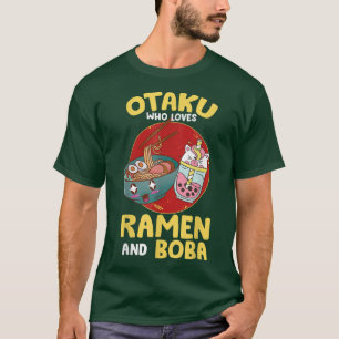 Camiseta Mens Otaku que ama Ramen e Boba - Otaku Bubble