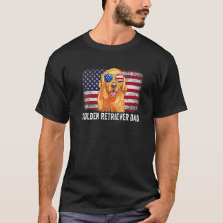 Camiseta Mens Ouro Retriever Pai American Flag do Pai