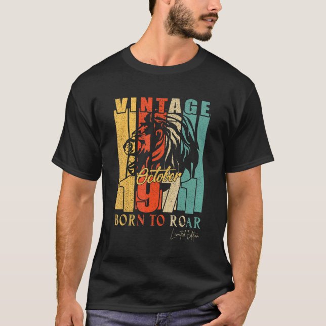 Camiseta Mens Outubro De 1971 51 Anos De Aniversário Do Leã (Frente)