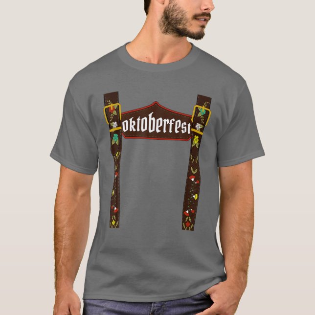 Camiseta Mens Outubro Lederhosen Costume Oktoberfest Bavari (Frente)