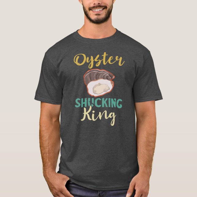 Camiseta Mens Oyster A Chocar o Rei Mollusk Shucker Oyster (Frente)