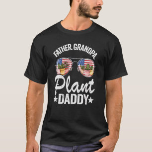 Camiseta Mens Padre Avô Plant Pai American Flag Gard