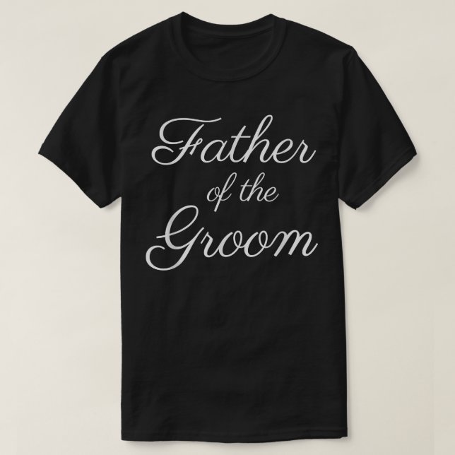 Camiseta Mens Padre do Groom, White Script Font, Wedd (Frente do Design)