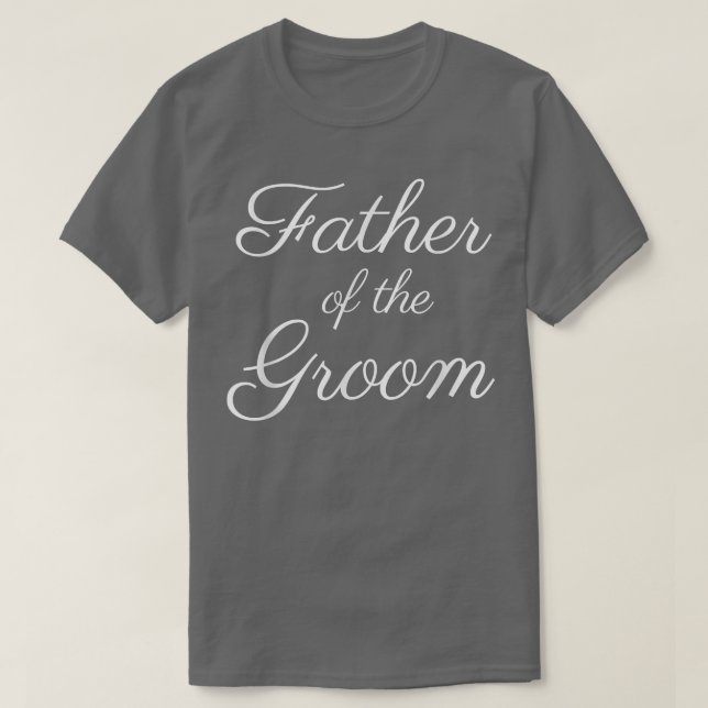 Camiseta Mens Padre do Groom, White Script Font, Wedd (Frente do Design)
