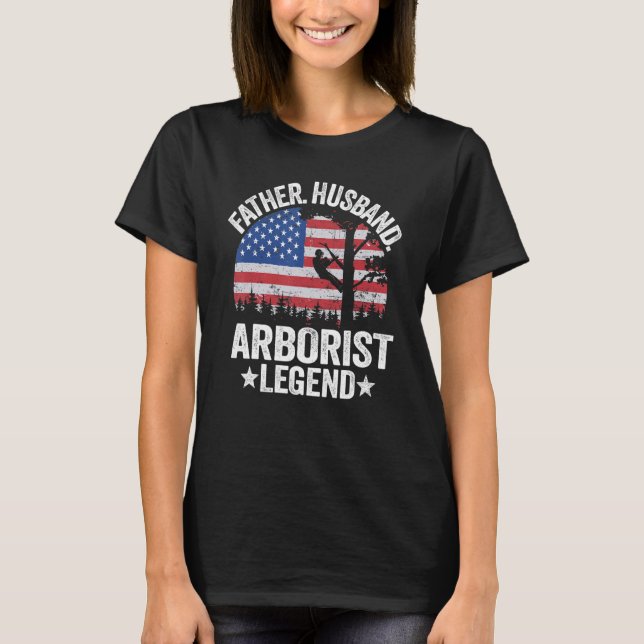 Camiseta Mens Padre Husband Arborist Legenda Americana Fl (Frente)