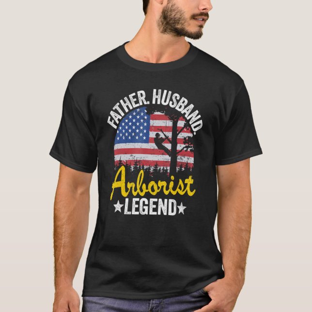 Camiseta Mens Padre Husband Arborist Legenda Americana Fl (Frente)