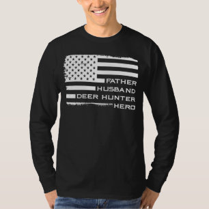 Camiseta Mens Padre Husband Deer Hunter Hero Dia de os pais
