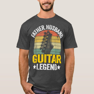 Camiseta Mens Padre Husband Guitar Legend Pai Guitar