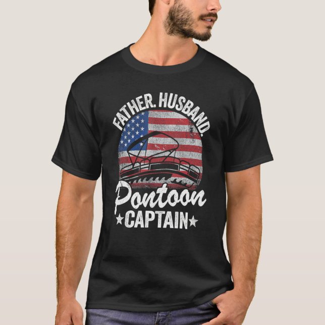 Camiseta Mens Padre Husband Pontoon Capitão Pai Americano F (Frente)