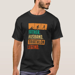 Camiseta Mens Padre Husband Triathlon Legend Run Natação Bi