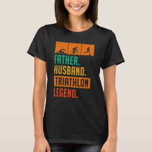 Camiseta Mens Padre Husband Triathlon Legend Run Natação Bi
