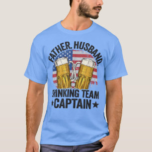 Camiseta Mens Padre Husband USA Equipe Bebendo Capitão Beer