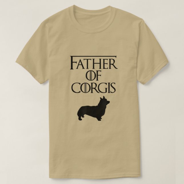Camiseta Mens - Padre Negro Único Do Cachorro Corgis - Pres (Frente do Design)