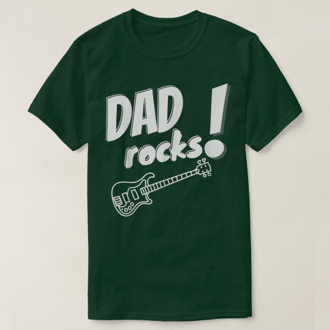 Camiseta Mens Padre Pai Bass Guitar Rock Musi (Frente do Design)