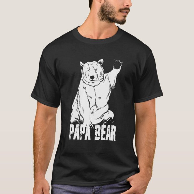 Camiseta Mens Padre Urso Papa Pai Pai Stepdad Marido Po (Frente)