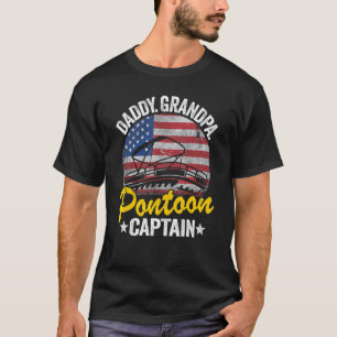 Camiseta Mens Pai Avô Pontoon Capitão Pai Americano Fl