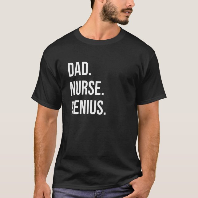 Camiseta Mens Pai Enfermeira Genius Padre (Frente)