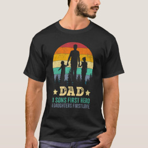 Camiseta Mens Pai Filhos Primeiro Herói Amor Pelo Pai