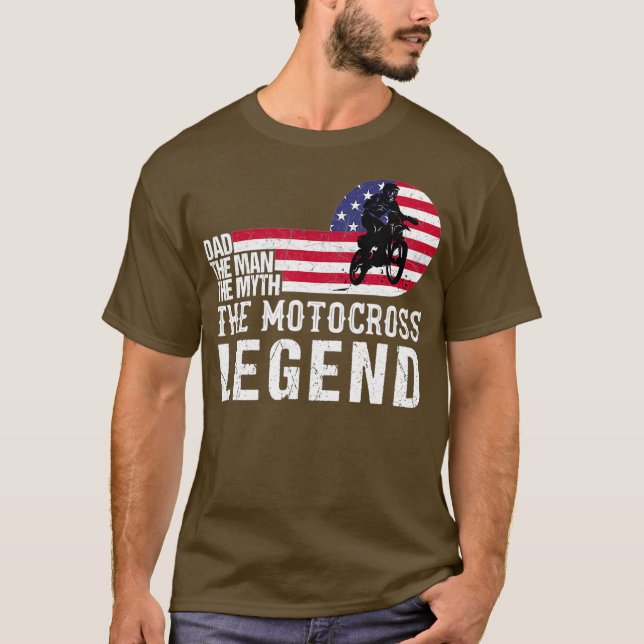 Camiseta Mens Pai O Homem O Mito Motocross Dotou amante (Frente)
