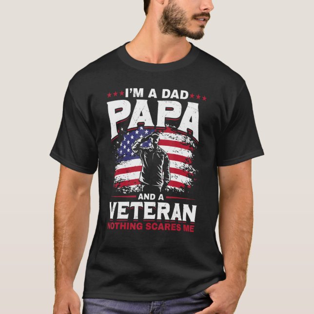 Camiseta Mens Pai Papa Us Veterano Pai Patriótico Soldado (Frente)
