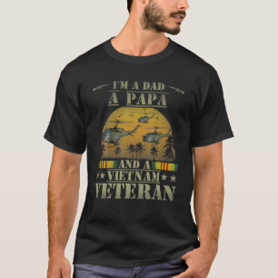 Camiseta Mens Pai Papa Vietnam Helicóptero Veterano UH-1 Hu