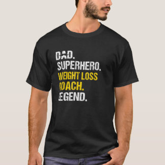 Camiseta Mens Pai Super Herói Peso Perda Treinador Humor En
