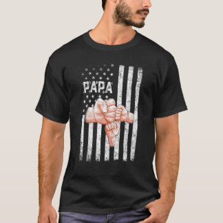 Camiseta Mens Papa American Flag 2 Crianças Dia de os pais