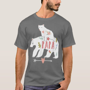 Camiseta Mens Papa Bear Baby Bear Cub Riding On Back Father