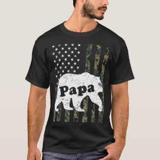 Camiseta Mens Papa Bear Camouflage Bandeira Americana
