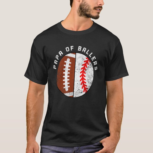 Camiseta Mens Papá De Ballers Futebol Baseball Papá (Frente)