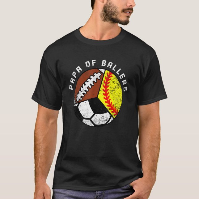 Camiseta Mens Papá De Ballers Softball Futebol Pa (Frente)