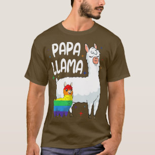 Camiseta Mens Papa Llama Rainbow Alpaca LGBQ Pride Mês