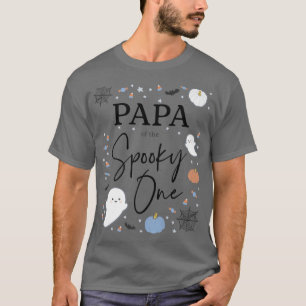 Camiseta Mens Papa of the Spooky One First Birthday Blue Bo