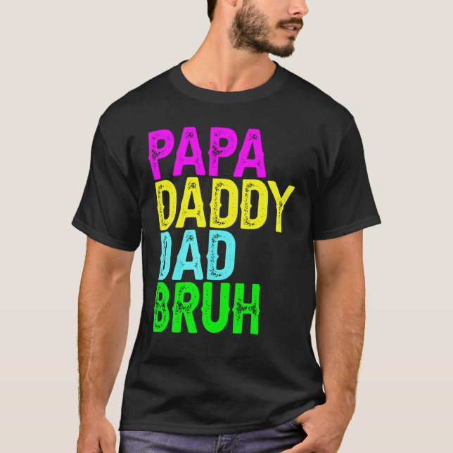 Camiseta Mens Papa Pai Pai Bruh Dia de os pais Pai E Pap (Frente)