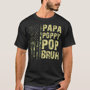 Camiseta Mens Papa Poppy Pop Bruh Veteran U Flag Camoufla