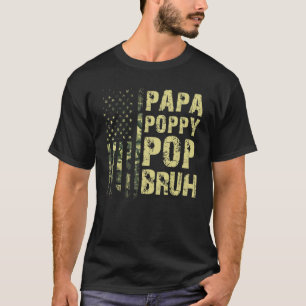 Camiseta Mens Papa Poppy Pop Bruh Veteran U Flag Camoufla