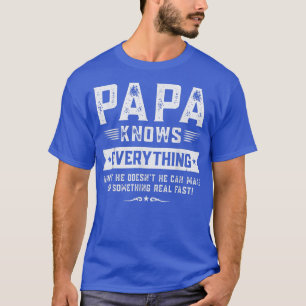 Camiseta Mens Papá Sabe Tudo Engraçado Dia de os pais Papá