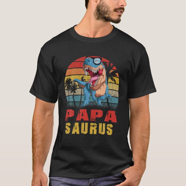 Camiseta Mens Papa Saurus Dinosaur Funny Papasaurus T Rex L (Frente)