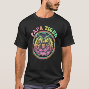 Camiseta Mens Papa Tiger Rosto Retro Pai