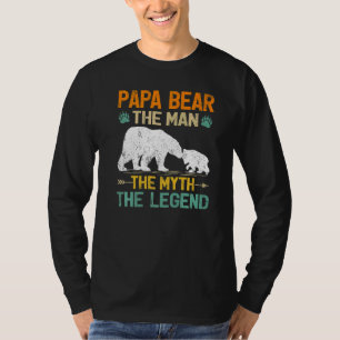 Camiseta Mens Papa Ursa O Homem Mito A Lenda Ursa Papai Fat
