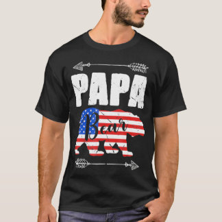Camiseta Mens Papa Urso Bandeira Americana 4 de julho