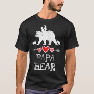 Camiseta Mens Papa Urso Dia de os pais Divertido 4 Garotos
