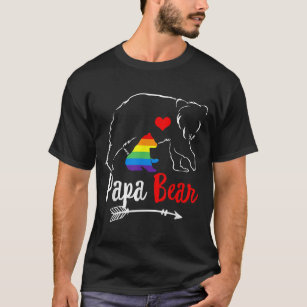 Camiseta Mens Papa Urso Pai Orgulhoso Almo Pai LGBTQ Arco-Í