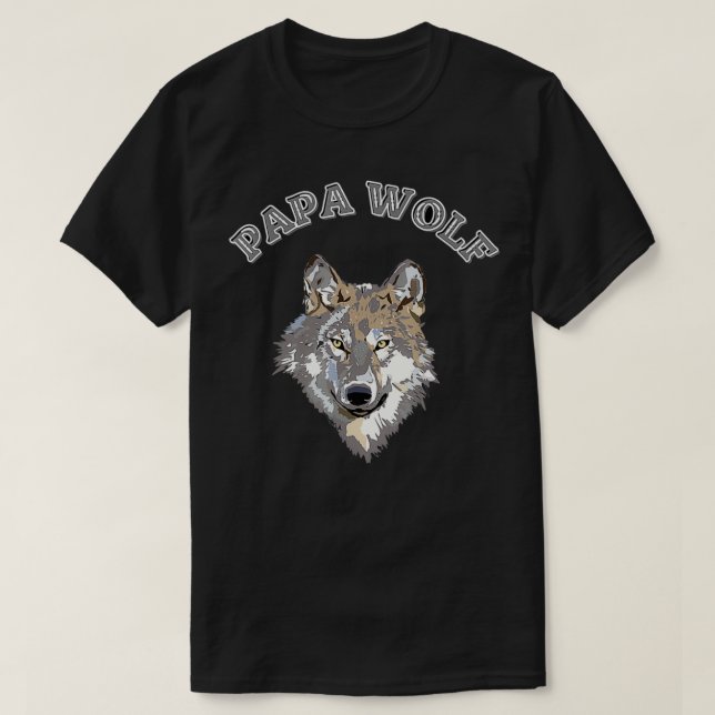 Camiseta Mens Papa Wolf Tshirt Funny Camping Matching Famil (Frente do Design)
