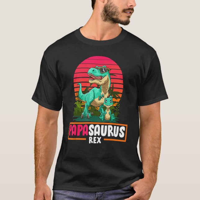 Camiseta Mens Papasaurus Dadasaurus Cool Dinosaur Dad Son D (Frente)