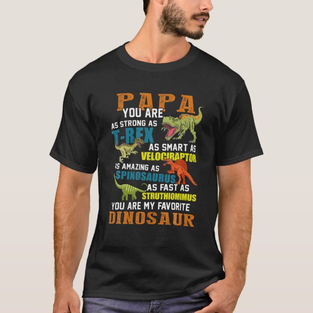 Camiseta Mens Papasaurus T Rex Dinossaur Papa Surus Família (Frente)
