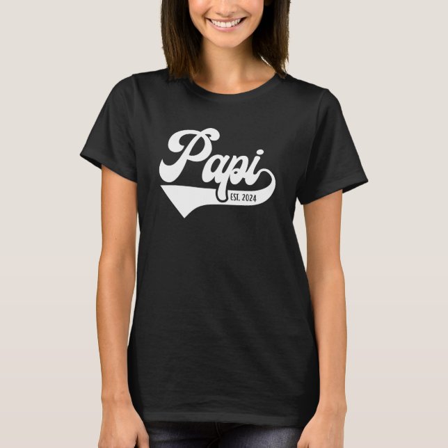 Camiseta Mens Papi Est 2024 Logo Será Novo Papi Funny Fathe (Frente)