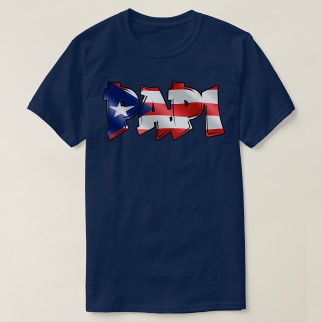 Camiseta Mens Papi Puerto Rican Flag PR Orgulho Padre Pai B (Frente do Design)