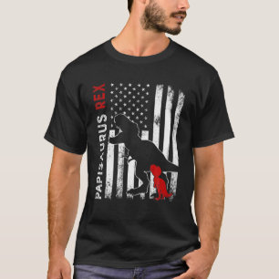 Camiseta Mens Papisaurus T Rex American Flag Dinossauro
