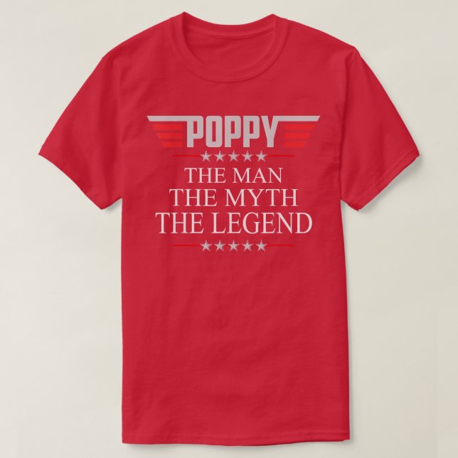 Camiseta Mens Papoiam O Homem A Lenda V2 Poppy T (Frente do Design)